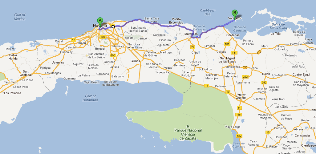Havana - Varadero map
