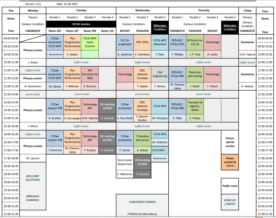 FCC Week 2022 (30 May 2022 - 3 June 2022): Programme at a glance · Indico