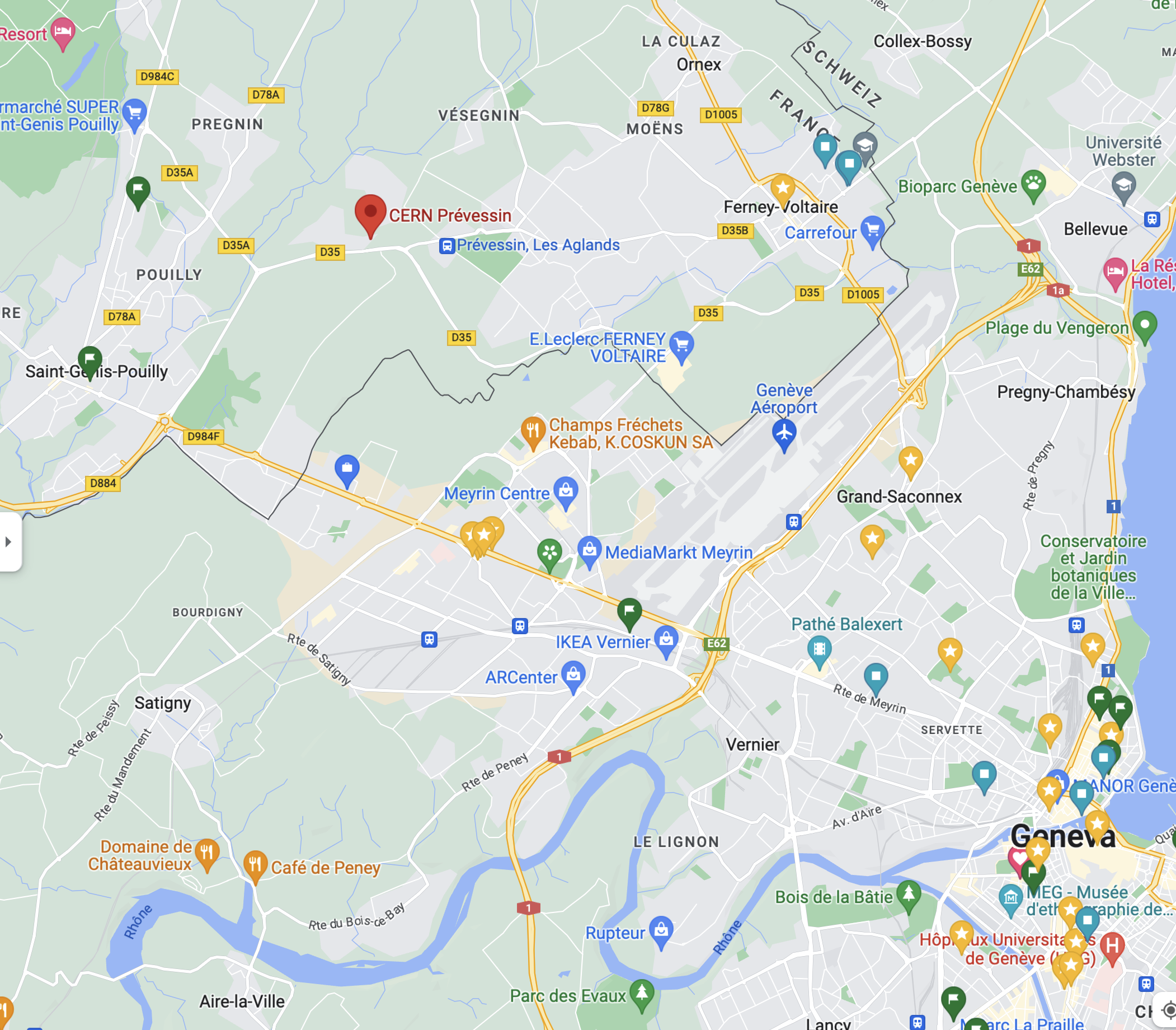 Map of location of CERN Prevessin site