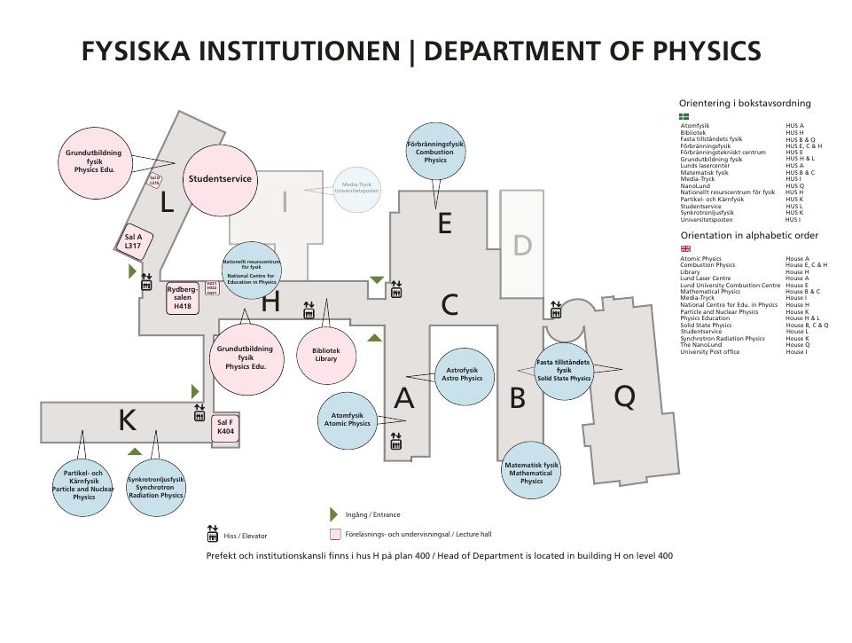 Map of the physics deaprtment