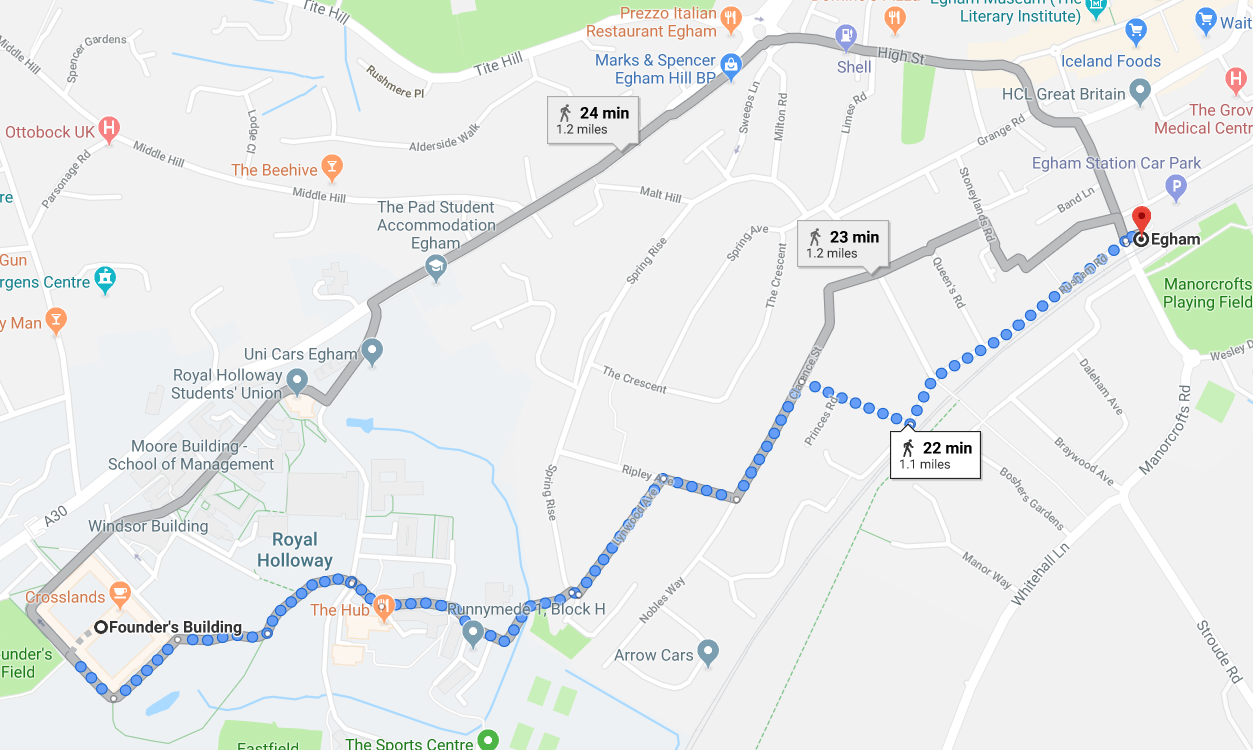 Map to Egham Station