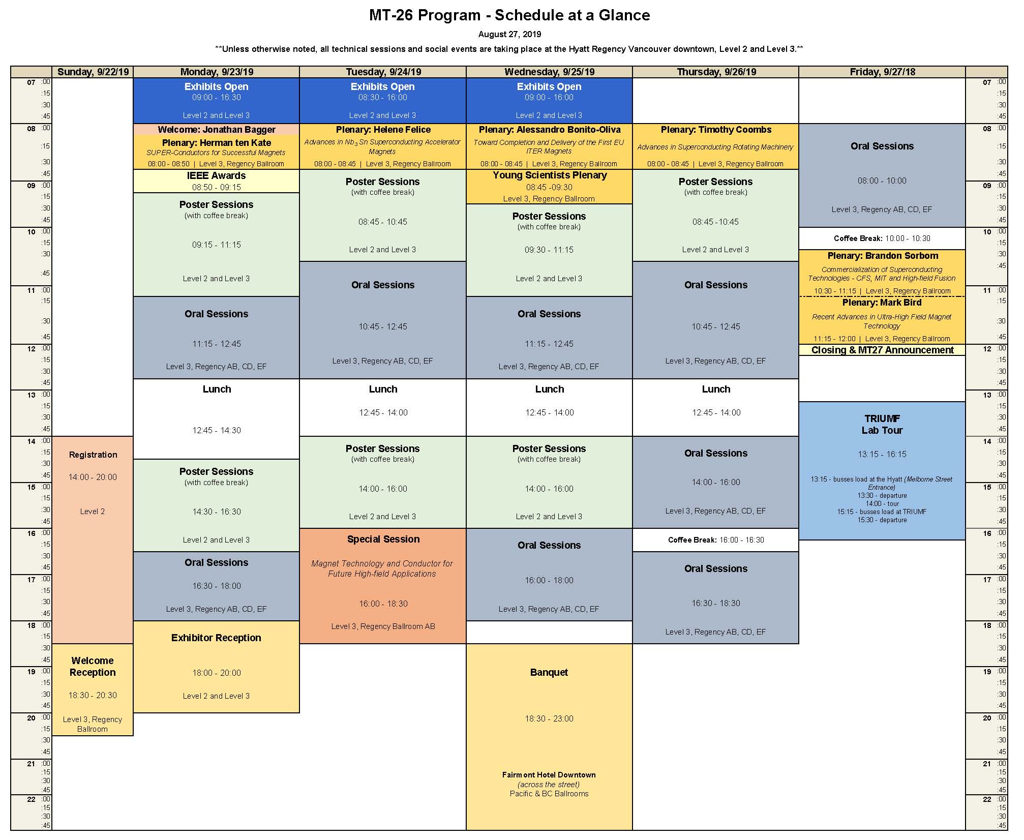 MT26 Abstracts, Timetable and Presentations (22-27 September 2019