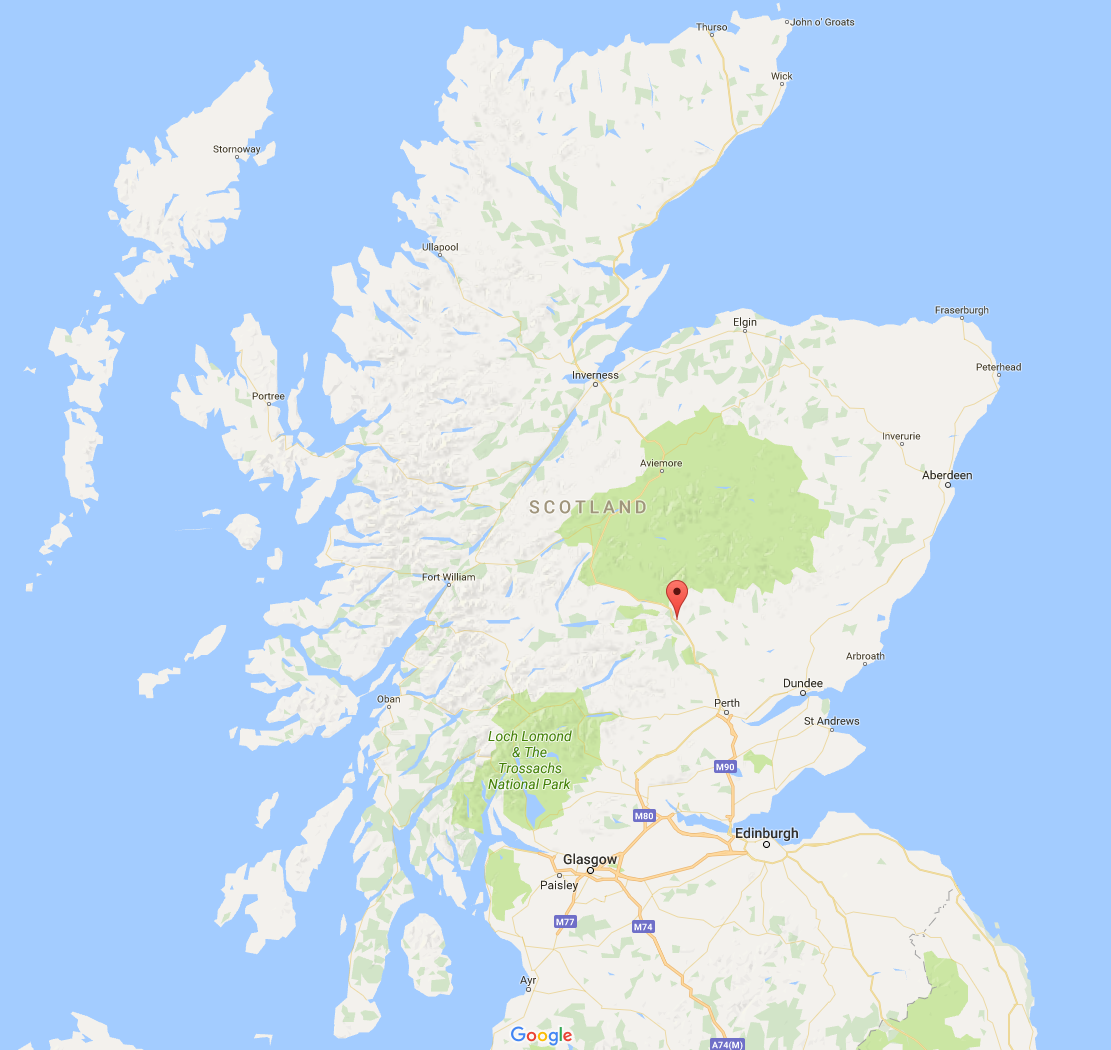 Map of Pitlochry in Scotland