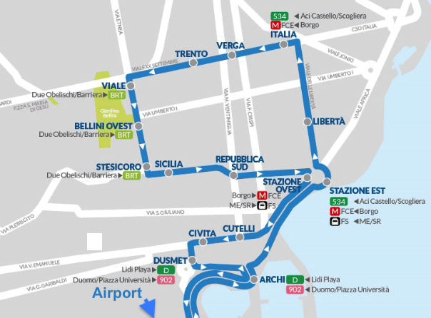 How to get to Euroshopping in Catania by Bus, Metro or Train?